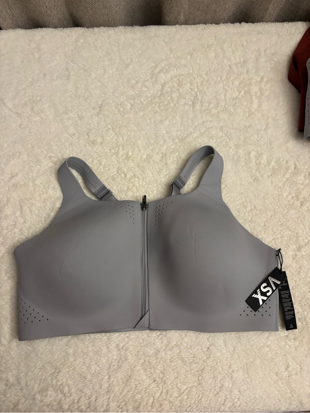 Victoria’s Secret VSX Front-Zip Sports Bra in Light Gray